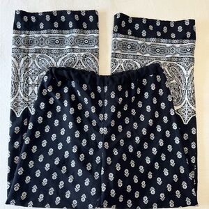 West Kei Black and White Paisley Patterned Wide Leg Pants Size Large